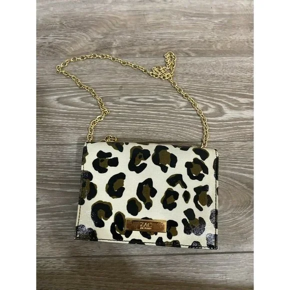 Zac Posen Wallet Chain Crossbody Leopard Print Purse Hand Bag - Picture 2 of 6